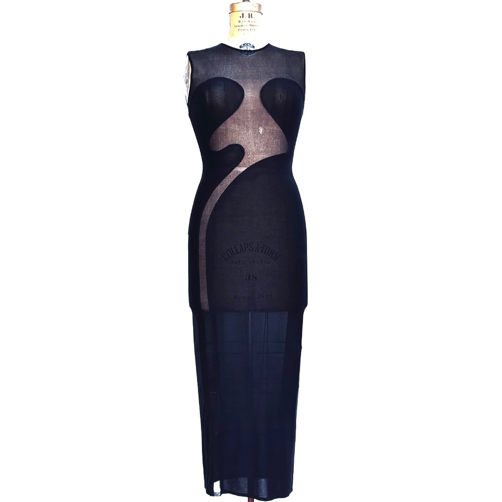 ALAIA Black Paneled Mesh Maxi Dress NWT - Picture 16 of 16